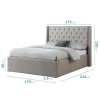 Safina King Size Wing Back Ottoman Bed with Stud Detailing in Woven Beige  