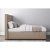 Safina King Size Wing Back Ottoman Bed with Stud Detailing in Woven Beige  