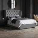 SAF021 Grey Velvet Double Ottoman Bed with Winged Headboard - Safina