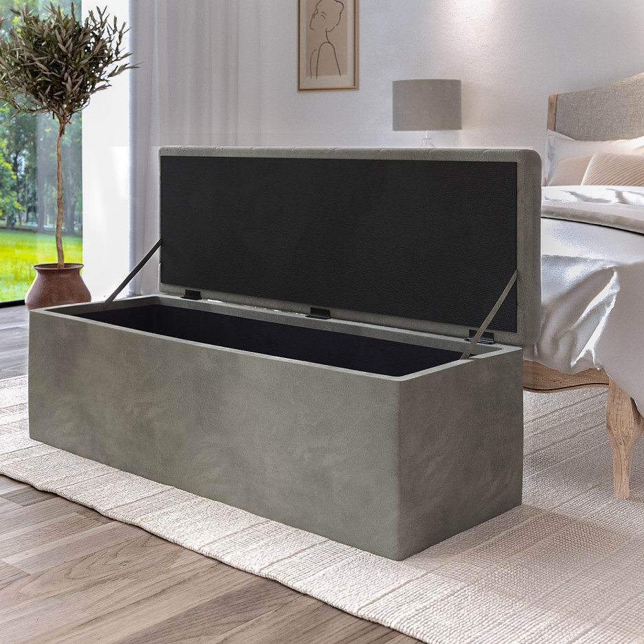 Safina Ottoman Storage Box in Beige Velvet BuyItDirect.ie
