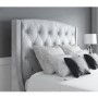 Grey Velvet King Size Ottoman Bed with Chesterfield Studded Headboard - Safina