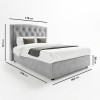Grey Velvet King Size Ottoman Bed with Chesterfield Studded Headboard - Safina