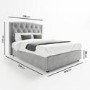 Grey Velvet King Size Ottoman Bed with Chesterfield Studded Headboard - Safina