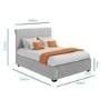 Grey Velvet King Size Ottoman Bed with Roll Top Headboard - Safina