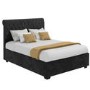 Dark Grey Velvet King Size Ottoman Bed with Roll Top Headboard - Safina