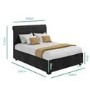 Dark Grey Velvet King Size Ottoman Bed with Roll Top Headboard - Safina