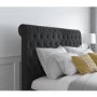 Safina Dark Grey Velvet Double Ottoman Bed with Roll-Top Headboard