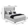 Grey Velvet Double Ottoman Bed with Diamante Headboard - Safina