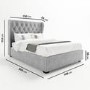 Grey Velvet Double Ottoman Bed with Diamante Headboard - Safina