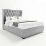Grey Velvet Double Ottoman Bed with Diamante Headboard - Safina