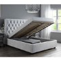 Grey Velvet Double Ottoman Bed with Diamante Headboard - Safina