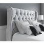 Grey Velvet Double Ottoman Bed with Diamante Headboard - Safina