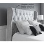 Safina Diamante Wing Back King Size Ottoman Bed in Silver Grey Velvet