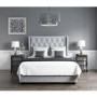 Grey Velvet Double Ottoman Bed with Diamante Headboard - Safina