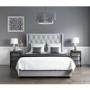Safina Diamante Wing Back King Size Ottoman Bed in Silver Grey Velvet