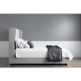 Grey Velvet Double Ottoman Bed with Diamante Headboard - Safina