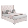 Pink Velvet Double Ottoman Bed with Diamante Headboard - Safina
