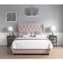 Pink Velvet Double Ottoman Bed with Diamante Headboard - Safina