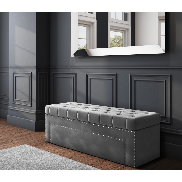 Safina Hall Storage Bench in Grey