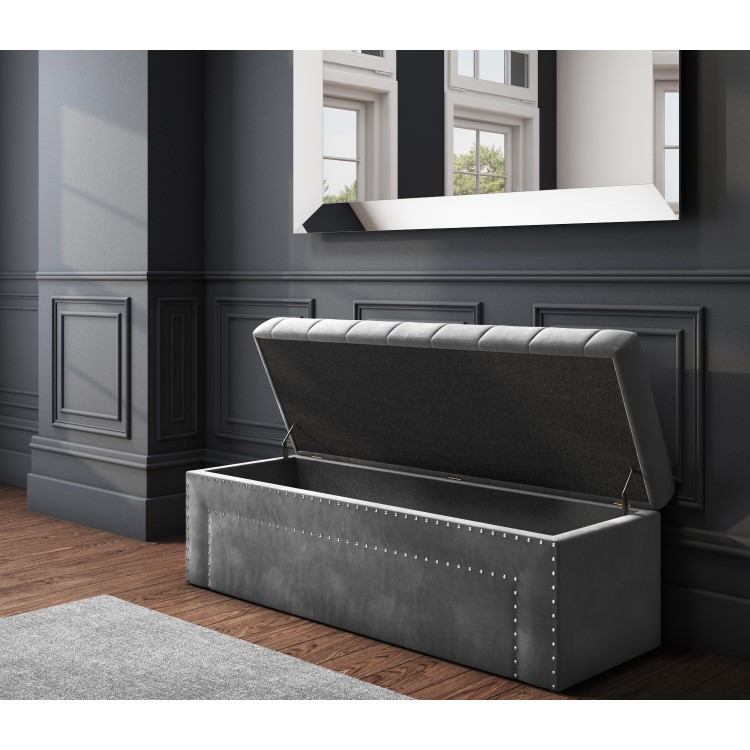 Safina Hall Storage Bench in Grey