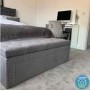 Grey Velvet Ottoman Blanket Box with Stud Detail - Safina