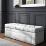 Silver Grey Velvet Ottoman Blanket Box with Stud Detail- Safina