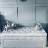 Silver Grey Velvet Ottoman Blanket Box with Stud Detail- Safina