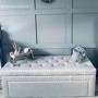 Silver Grey Velvet Ottoman Blanket Box with Stud Detail- Safina