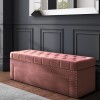 Safina Velvet Storage Blanket Box in Blush Pink with Stud Detail