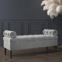 Grey Velvet End-of-Bed Ottoman Storage Bench with Bolster Cushions - Safina