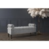 Grey Velvet End-of-Bed Ottoman Storage Bench with Bolster Cushions - Safina