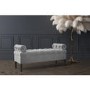 Grey Velvet End-of-Bed Ottoman Storage Bench with Bolster Cushions - Safina