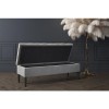 Grey Velvet End-of-Bed Ottoman Storage Bench with Bolster Cushions - Safina