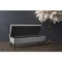 Grey Velvet End-of-Bed Ottoman Storage Bench with Bolster Cushions - Safina