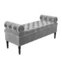 Grey Velvet End-of-Bed Ottoman Storage Bench with Bolster Cushions - Safina