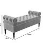 Grey Velvet End-of-Bed Ottoman Storage Bench with Bolster Cushions - Safina