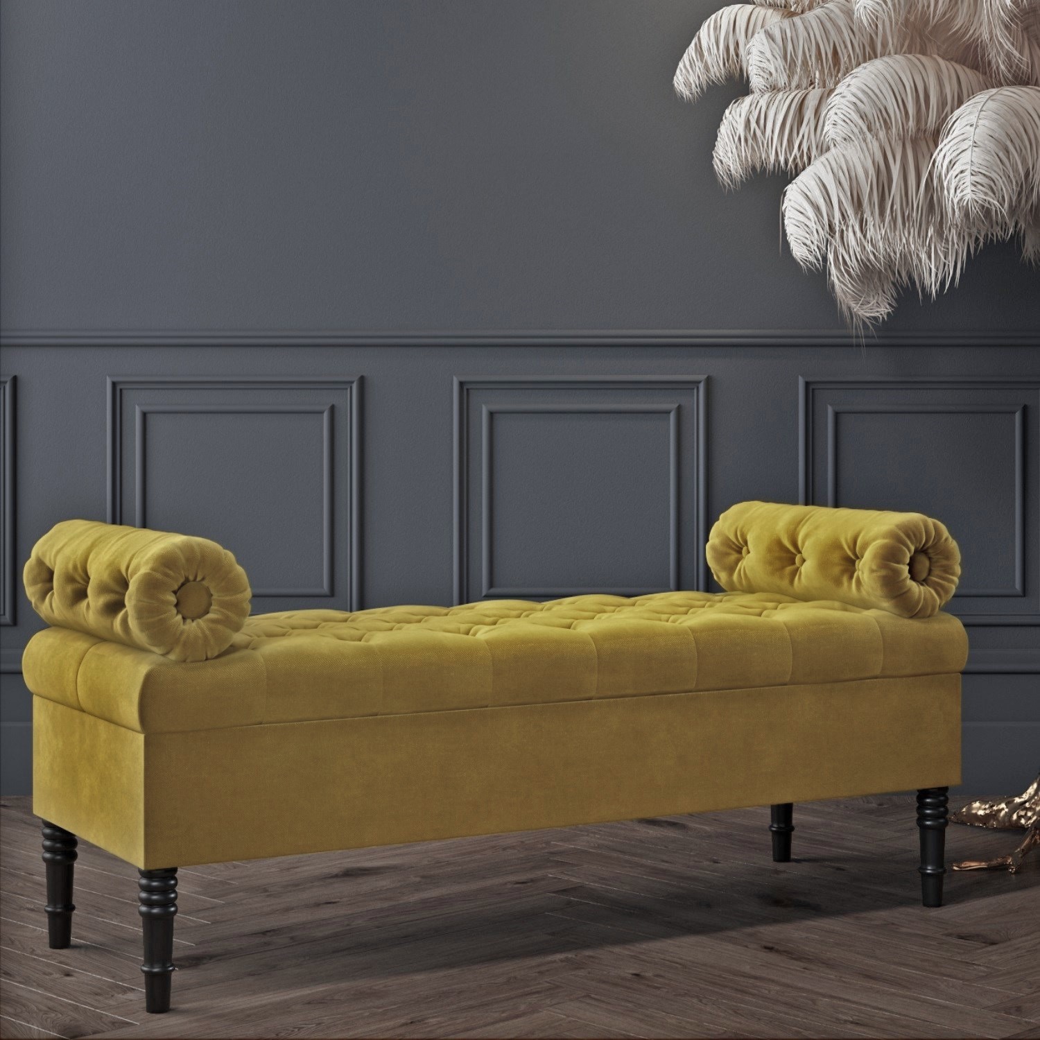 Safina Hall Storage Bench In Olive Green Velvet Buyitdirect Ie