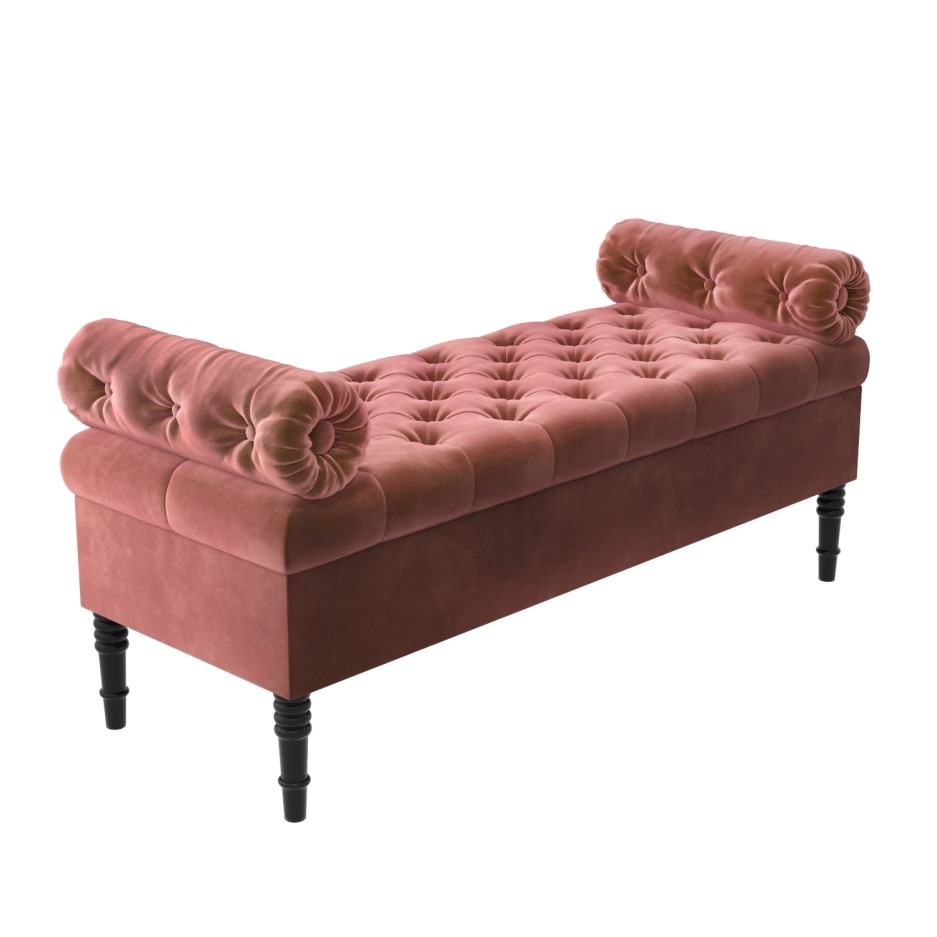 Safina Hall Storage Bench in Blush Pink Velvet BuyItDirect.ie