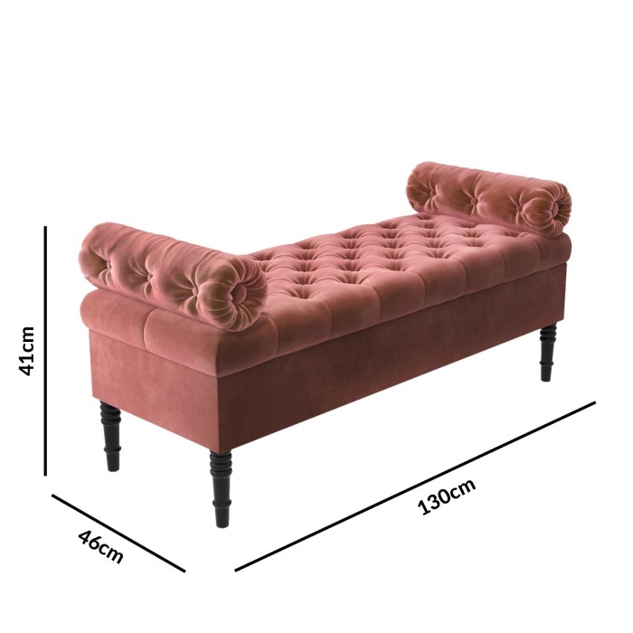 Safina Ottoman Storage Bench in Blush Pink Velvet with ...