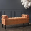 Safina Ottoman Storage Bench in Burnt Orange Velvet with Bolster Cushions