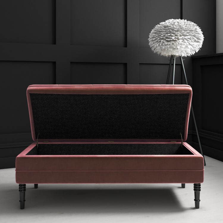 Safina Storage Bench in Blush Pink Velvet