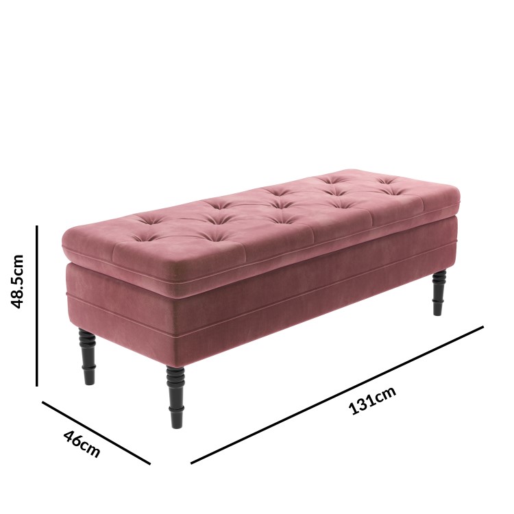Safina Storage Bench in Blush Pink Velvet