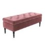 Safina Ottoman Storage Bench in Blush Pink Velvet with Button Detail