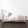 Pink Velvet Double Chesterfield Sleigh Bed Frame - Safina