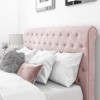 Pink Velvet Double Chesterfield Sleigh Bed Frame - Safina