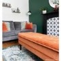 Orange Velvet Ottoman Storage Bench - Safina