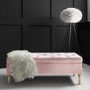 Pink Velvet Ottoman Storage Bench - Safina