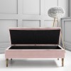 Safina Storage Bench in Baby Pink Velvet with Button Detail