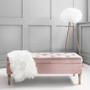 Pink Velvet Ottoman Storage Bench - Safina