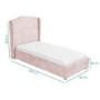 Pink Velvet Upholstered Single Bed Frame with High Winged Headboard - Safina